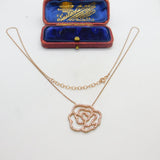 Rose Gold on Sterling Silver Diamond Paste Set Flower Pendant Necklace