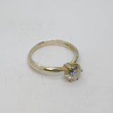 Sterling Silver Paste Solitaire Engagement Band Ring Vintage c1970 Size R