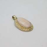 Sterling Silver Natural Shell Oblong Charm Pendant Vintage c1970s
