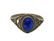 .800 Continental Silver Lapiz Lazuli Dress Ring Vintage c1970 Size O