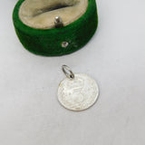 Sterling Silver King George V Threepence Coin Charm Pendant Antique 1916 WW1