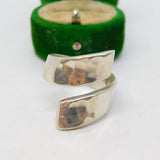 Sterling Silver Large Planished Crossover Band Ring Vintage c1970 Size X UK