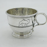 Sterling Silver Animal Pattern Christening Mug Vintage 1952 Birmingham