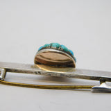 Austro-Hungarian Sterling Silver, Gold & Turquoise Button Brooch Antique
