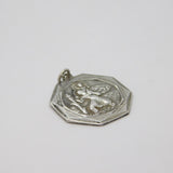Sterling Silver Octagonal St Christopher Travel Charm Pendant Vintage c1970