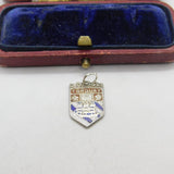 Sterling Silver and Enamel Travel Shield 'Torquay' Charm Pendant Vintage c1970