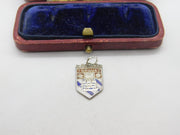Sterling Silver and Enamel Travel Shield 'Torquay' Charm Pendant Vintage c1970