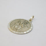 Sterling Silver Round St Christopher Travel Pendant Vintage c1970
