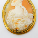 Victorian Rolled Gold Carved Shell Classical Scribe Cameo Brooch Antique