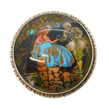 Sterling Silver Morpho Butterfly Wing Regency Scene Brooch Art Deco c1920s