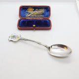 Sterling Silver & Enamel Glasgow Crested Spoon 1930 Birmingham Antique
