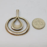 Sterling Silver Large Modernist Oval & Drop Shape Charm Pendant Vintage c1970