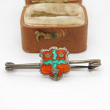 Sterling Silver Enamel Crested Bar Brooch 'NCAA, 1920' Antique 1920 Birmingham