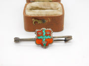 Sterling Silver Enamel Crested Bar Brooch 'NCAA, 1920' Antique 1920 Birmingham