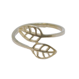Sterling Silver Leaf Design Crossover Band Ring Vintage c1970 Size N 1/2