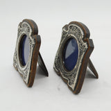 Edwardian Pair of Sterling Silver & Wooden 'Dinna Forget' Picture Frames Antique