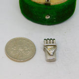 Sterling Silver Clear Stone Set Small Contemporary Charm Pendant Vintage c1970