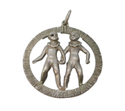 Sterling Silver Twins of Gemini Large Charm Pendant Vintage c1970