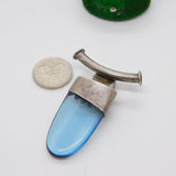 Sterling Silver Blue Crystal Drop Charm Pendant Vintage c1970