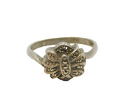 Sterling Silver Marcasite Art Deco Dress Ring Antique c1930 Size N 1/2