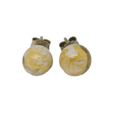 Pair of Sterling Silver Murano Glass Set Beaded Stud Earrings Vintage c2000