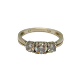 Sterling Silver Triple CZ Engagement Or Dress Ring Modern c1990 Size N 1/2
