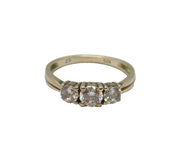Sterling Silver Triple CZ Engagement Or Dress Ring Modern c1990 Size N 1/2