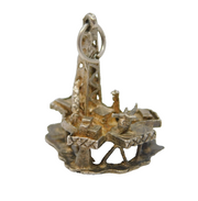 Sterling Silver Deep Sea Oil Well Charm Pendant Vintage c1970s