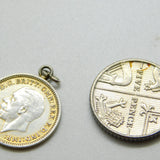 Sterling Silver Authentic Threepence Charm Pendant 1936