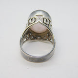 Sterling Silver Cabcohon Rose Quartz Statement Ring Vintage 1975 London
