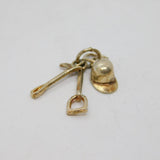 Sterling Silver Horse Riding Interest Hat, Stirrup Charm Pendant Vintage c1970