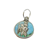 Sterling Silver Enamelled St Christopher Disc Charm Pendant Vintage c1970
