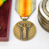 French WW1-Period Soldiers Medal Group & Snuff Box Collection Antique