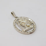 Sterling Silver Large Oval Cut-Out St Christopher Travel Pendant Vintage c1970