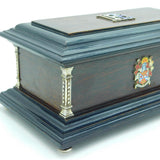 Sterling Silver & Enamel Mounted Hardwood 'Freedom of the Borough' Box Vintage