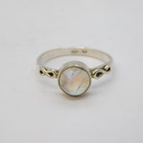 Sterling Silver Faceted Rainbow Moonstone Ring Vintage c1970 Size N 1/2 UK