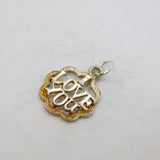 Sterling Silver Floral 'I Love You' Charm Pendant Vintage c1970s