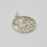 Sterling Silver Leo Zodiac Lion Charm Pendant Vintage c1970