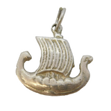 Sterling Silver Viking Ship Charm Pendant Vintage c1970