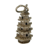 Sterling Silver Oriental Temple Charm Pendant Vintage c1970