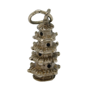 Sterling Silver Oriental Temple Charm Pendant Vintage c1970
