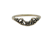 Sterling Silver Floral Pattern Curve Front Dress Ring Modern c1990 Size R