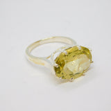 Sterling Silver Large Citrine Solitaire Cocktail Ring Vintage c1970 Size N