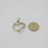 Sterling Silver Twisted Open Heart Charm Pendant Contemporary c2000s