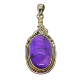 Sterling Silver Cabochon Amethyst Studio Style Pendant Vintage c1970