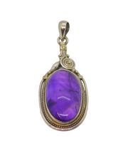 Sterling Silver Cabochon Amethyst Studio Style Pendant Vintage c1970