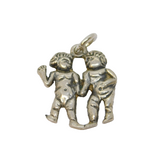 .835 Silver Gemini Twins Charm Pendant Vintage c1970
