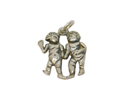 .835 Silver Gemini Twins Charm Pendant Vintage c1970