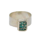 Sterling Silver Turquoise Mosaic Effect Studio Ring Modern c1990 Size Q 1/2