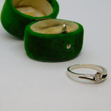 Sterling Silver Split Band Spinel Set Solitaire Ring Vintage c1970 Size O